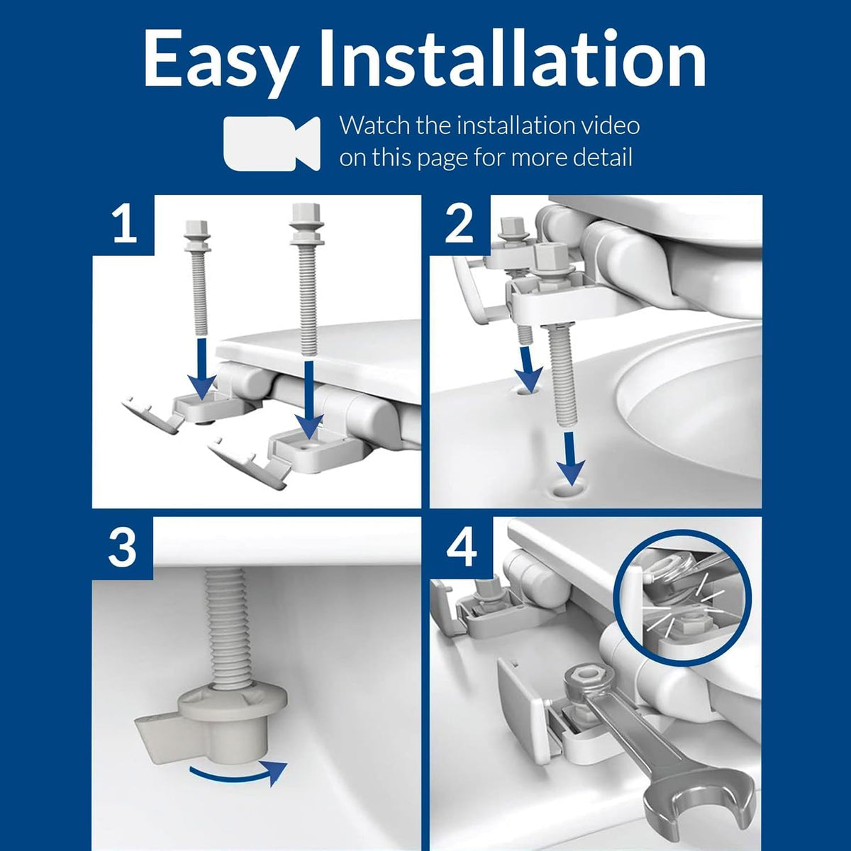 Mayfair Linden whisper-close operation reduces bathroom noise.