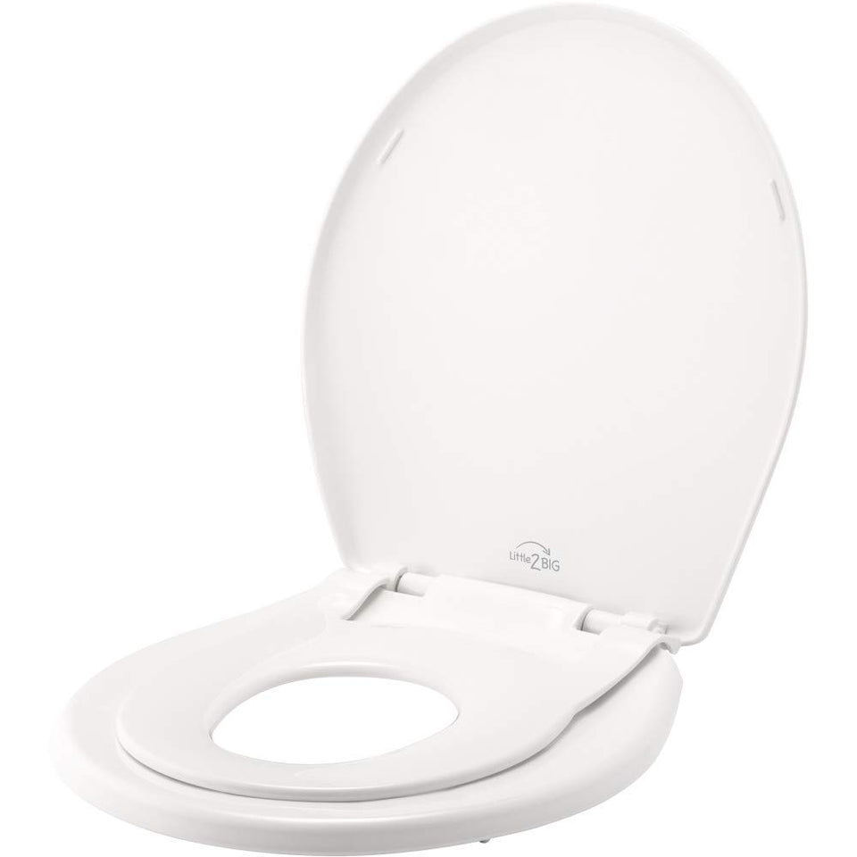 Mayfair Little2Big full-seat view showing family-friendly design for standard round toilets