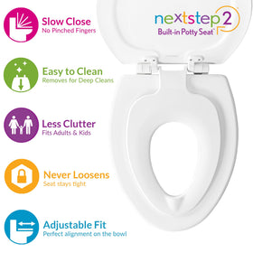 Mayfair NextStep2 whisper-close lid keeps bathroom quiet and safe from slams