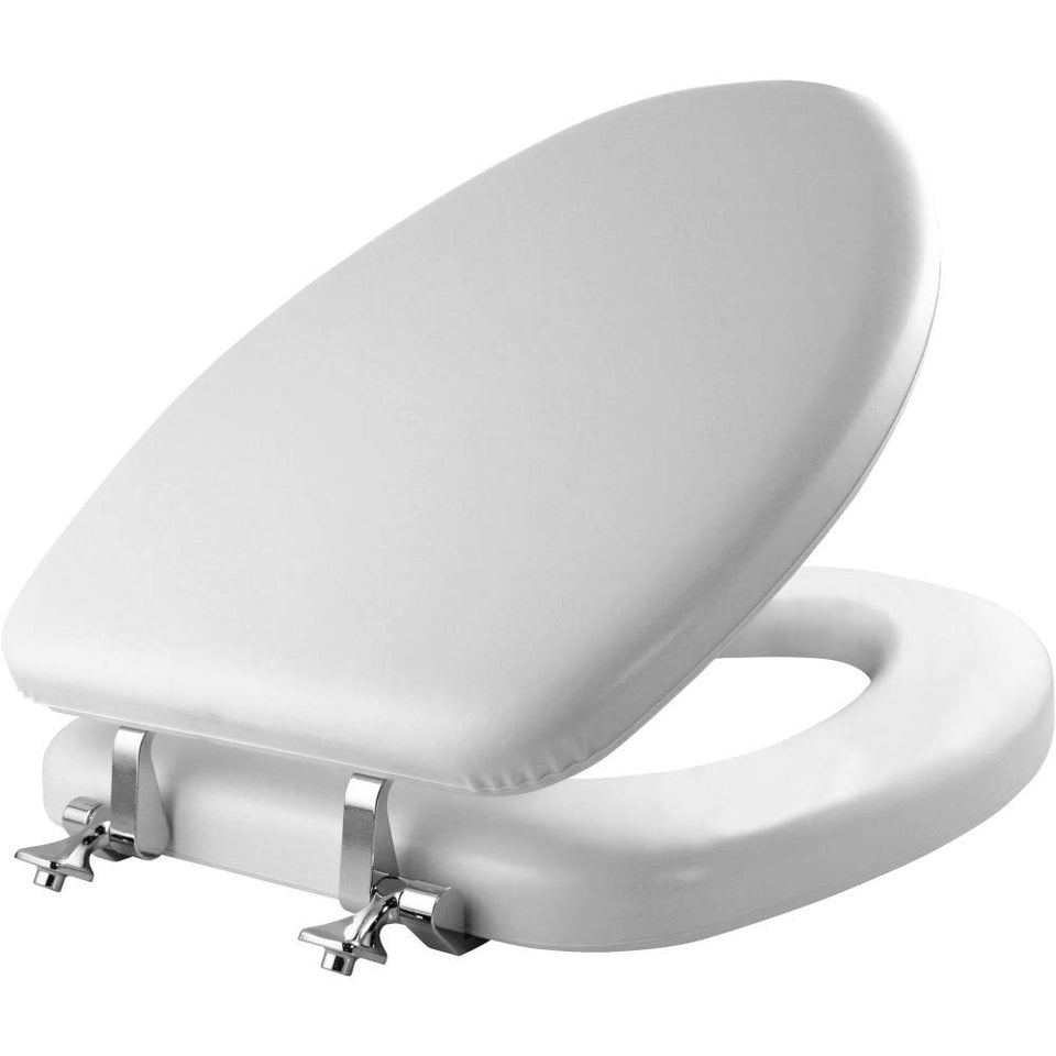 Mayfair padded toilet seat with chrome hinges provides durable comfort for daily use