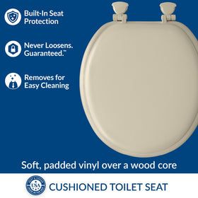 Mayfair padded seat wood-core detail showcases durability for daily use.