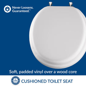 Mayfair seat chrome hinges add a sleek, durable touch for any bathroom.