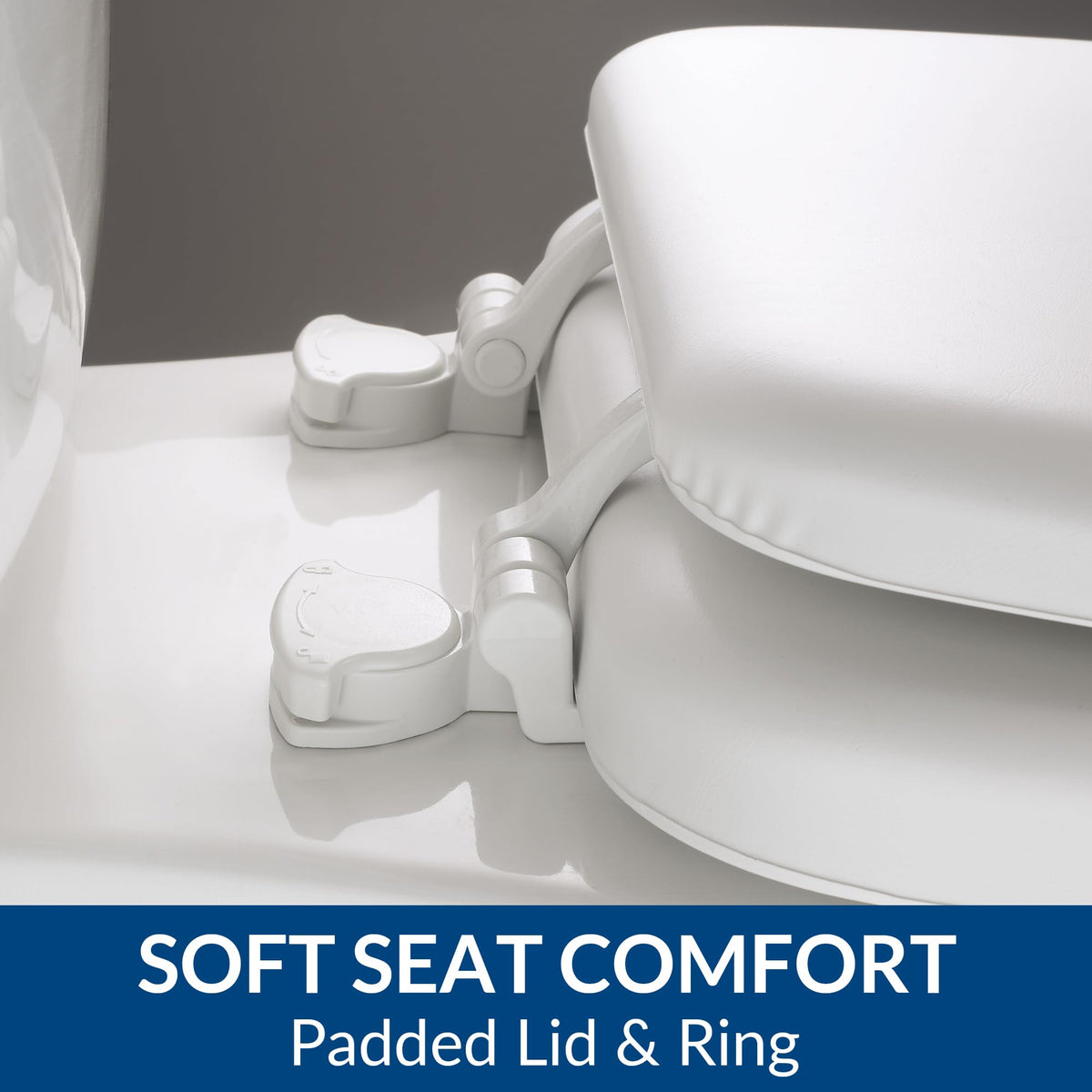 Mayfair secure hinges ensure a stable, wobble-free toilet seat.