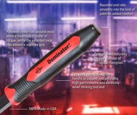 Mayhew Dominator Pro Pry Bar curved end cap protects the shaft during hammering