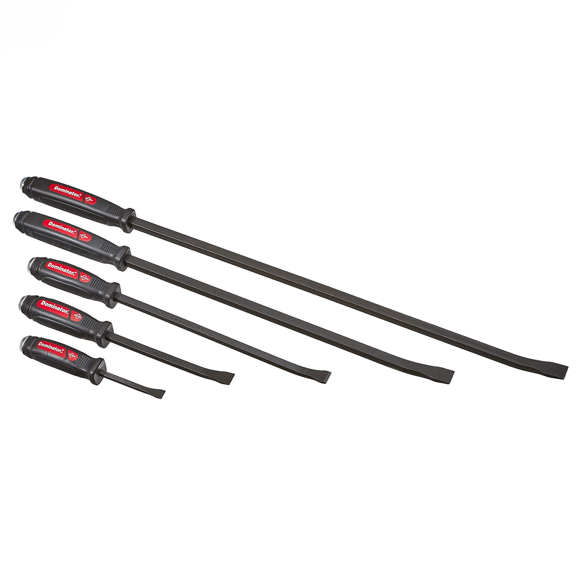 Mayhew Dominator pry bar 5-piece with black oxide finish for rust protection.