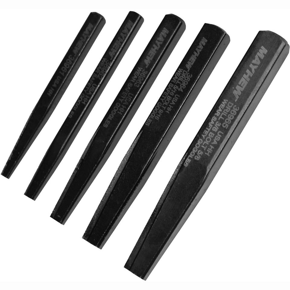 Mayhew 37332 screw extractor set overview showing versatile size options