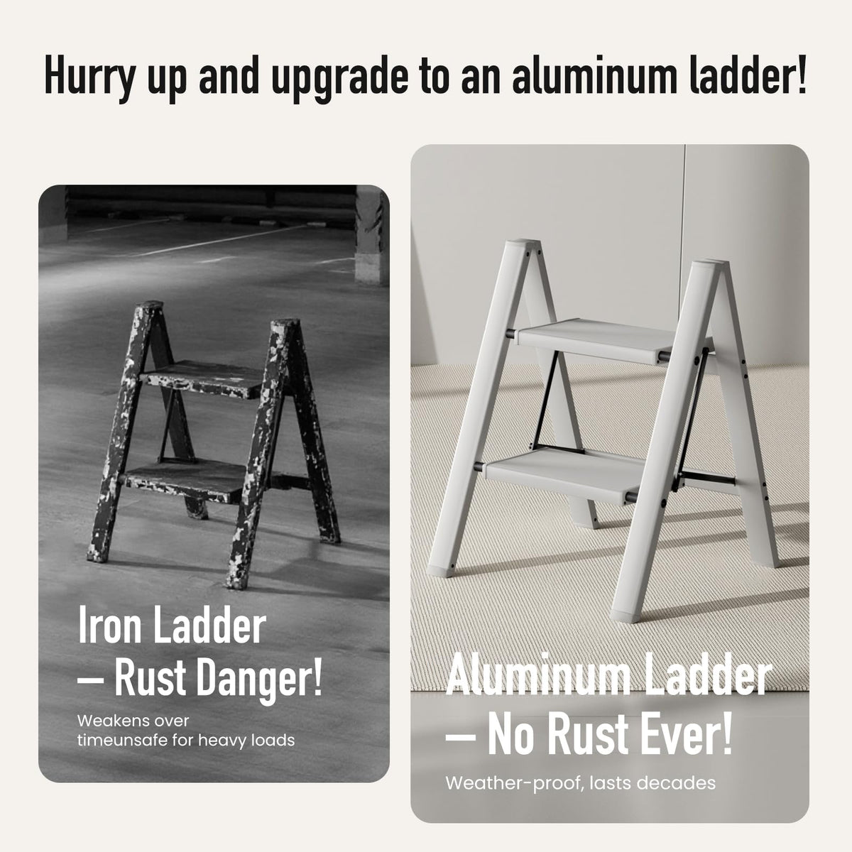 Mayi Plus 2-Step Ladder anti-slip pedals provide safer footing