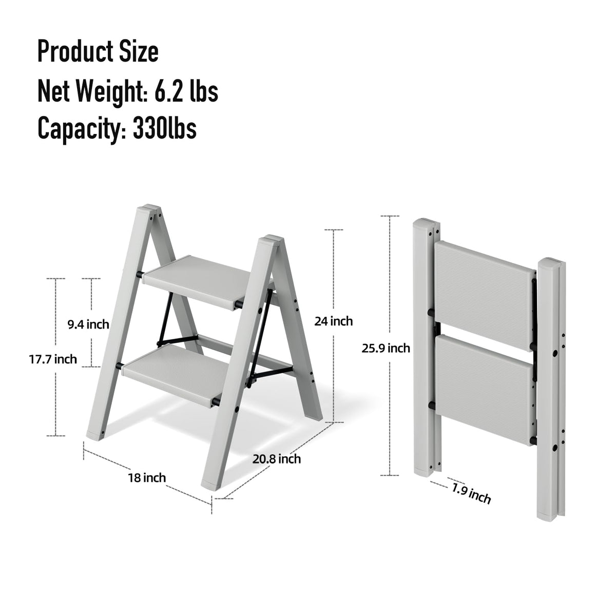 Mayi Plus 2-Step Ladder used in kitchen to reach cabinets