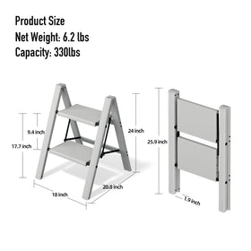 Mayi Plus 2-Step Ladder used in kitchen to reach cabinets