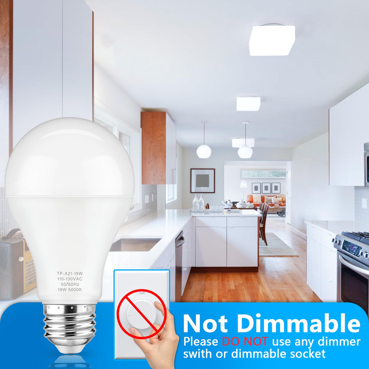 Maylaywood A21 LED bulb reduces energy costs with bright daylight efficiency.