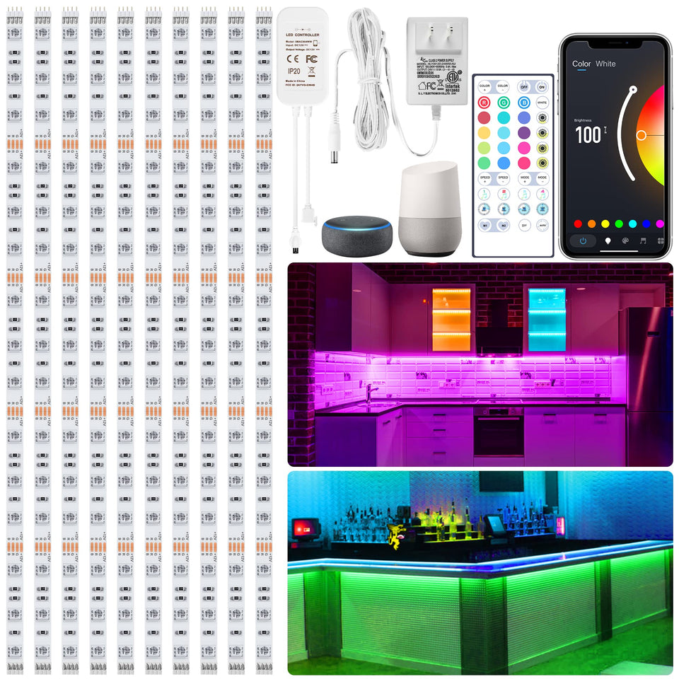 maylit 10pc 20inch smart RGB under-cabinet lights kit for vibrant kitchen illumination