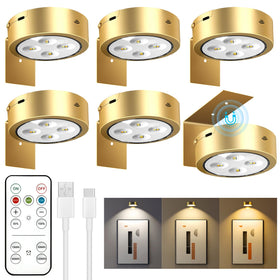 Maylit 6-pack rechargeable picture light over framed art with battery-powered convenience.