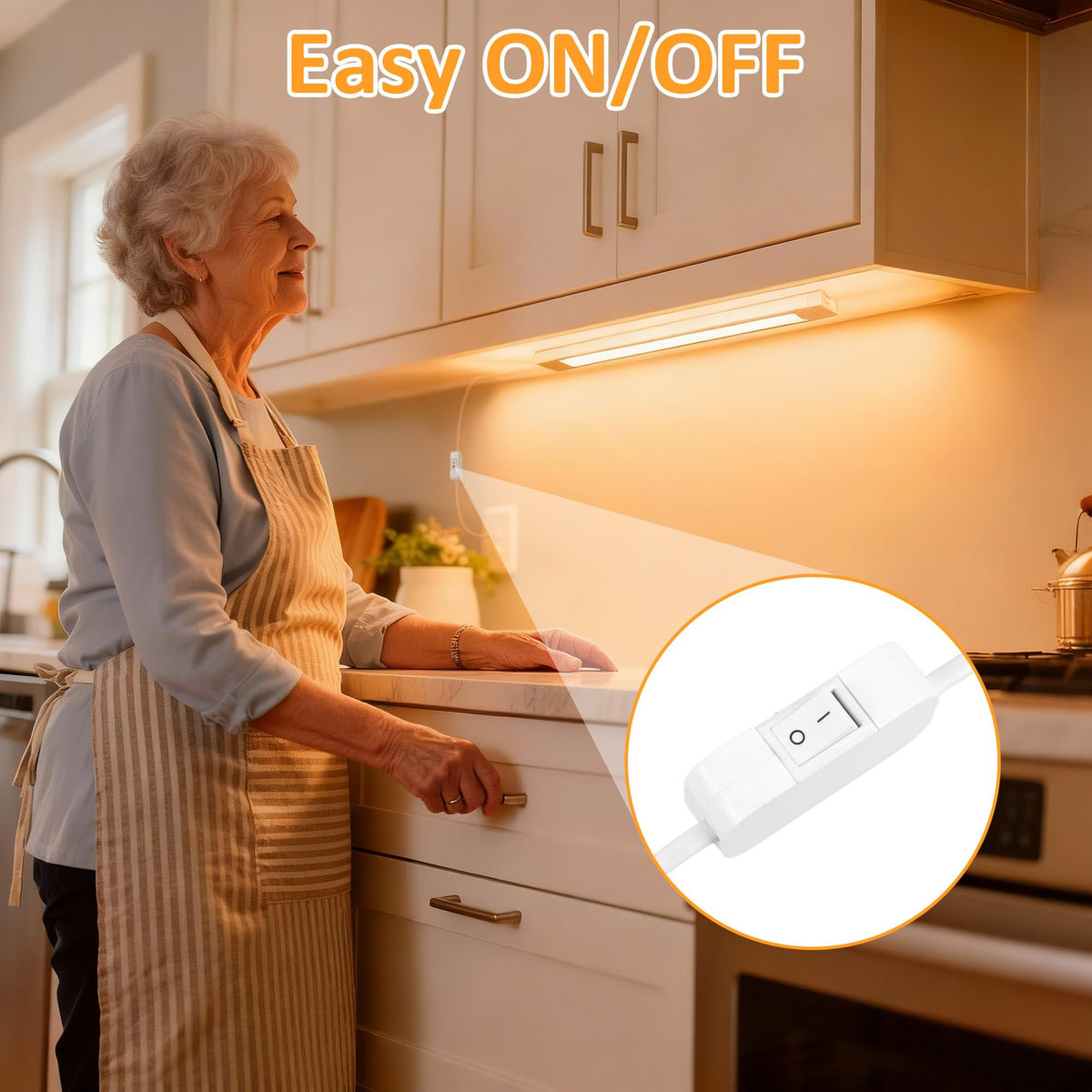 maylit inline switch under-cabinet light enables easy one-touch control