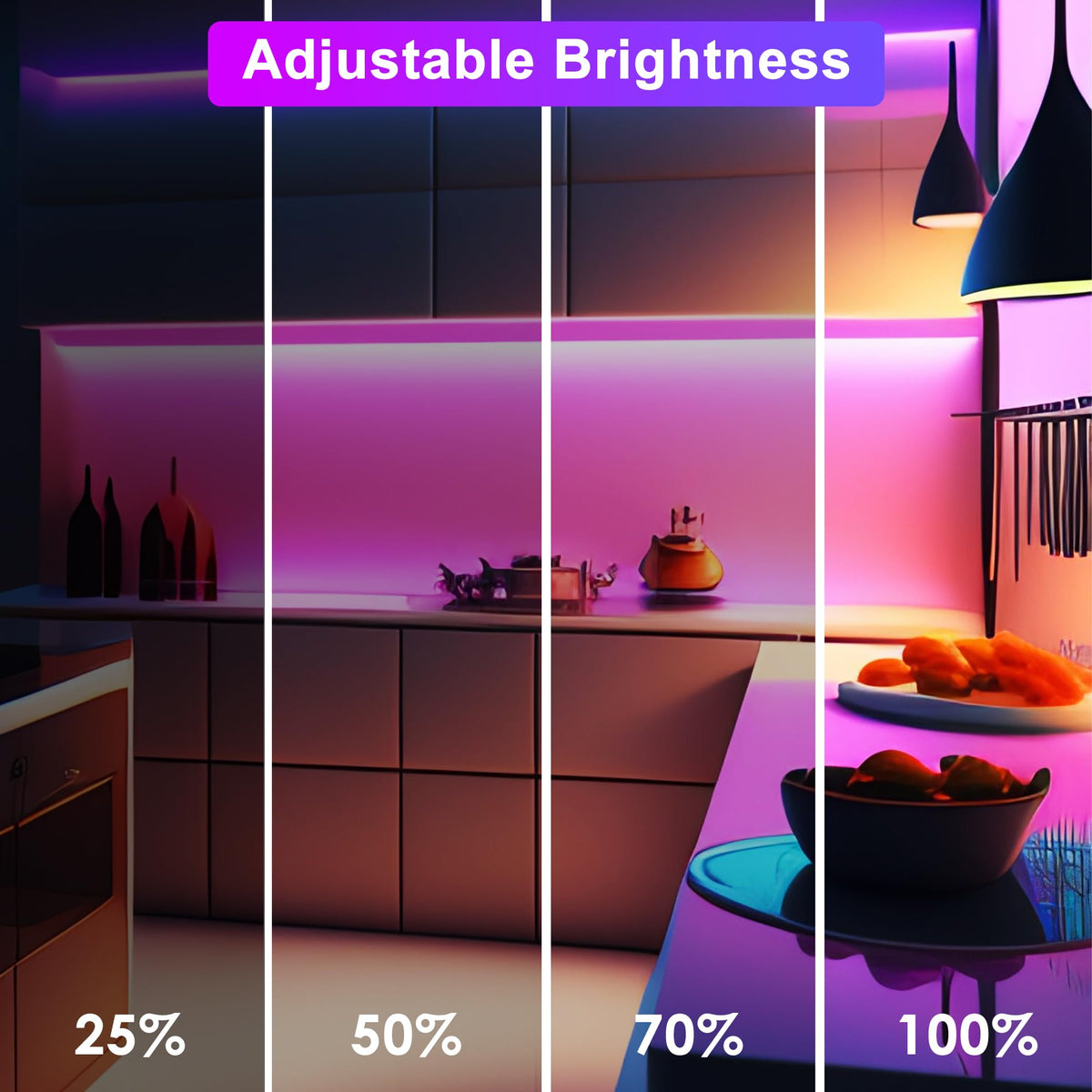 Maylit adhesive-backed RGB strip shown on a shelf for quick setup