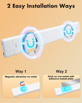 Maylit under-cabinet light magnetic-mount sticks easily to metal surfaces.
