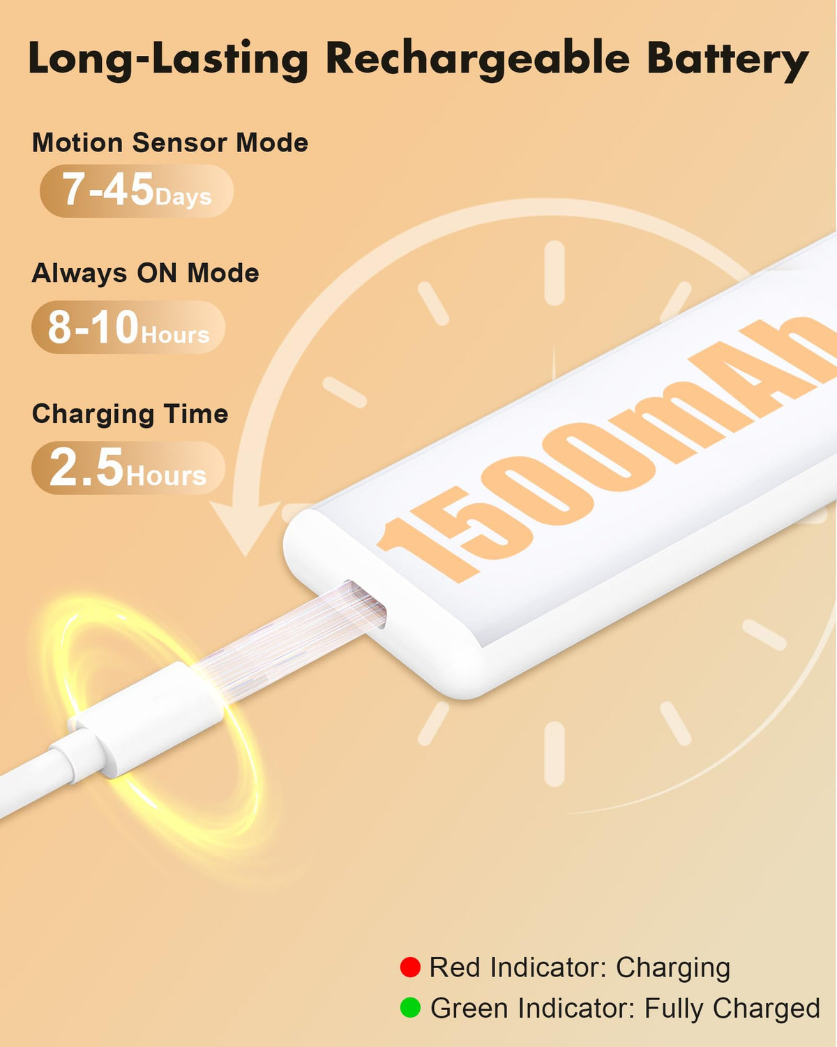 Maylit under-cabinet light PIR-sensor detects movement for hands-free lighting.