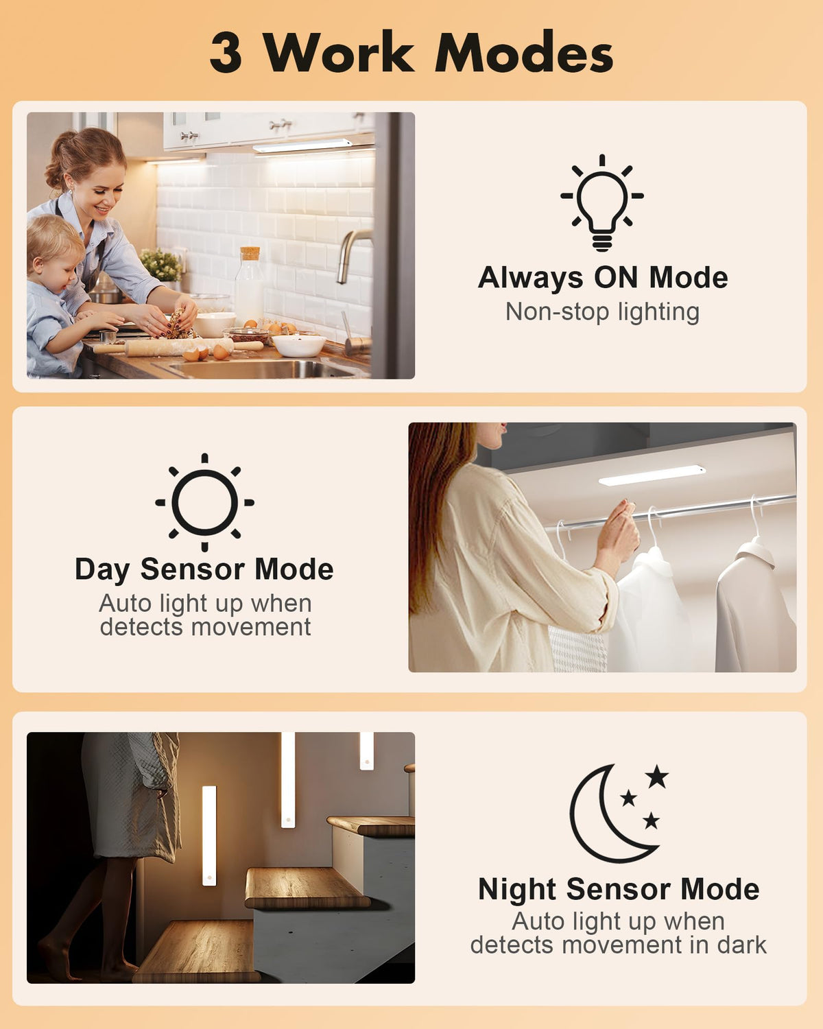 Maylit under-cabinet light rechargeable-battery keeps spaces bright without cords.