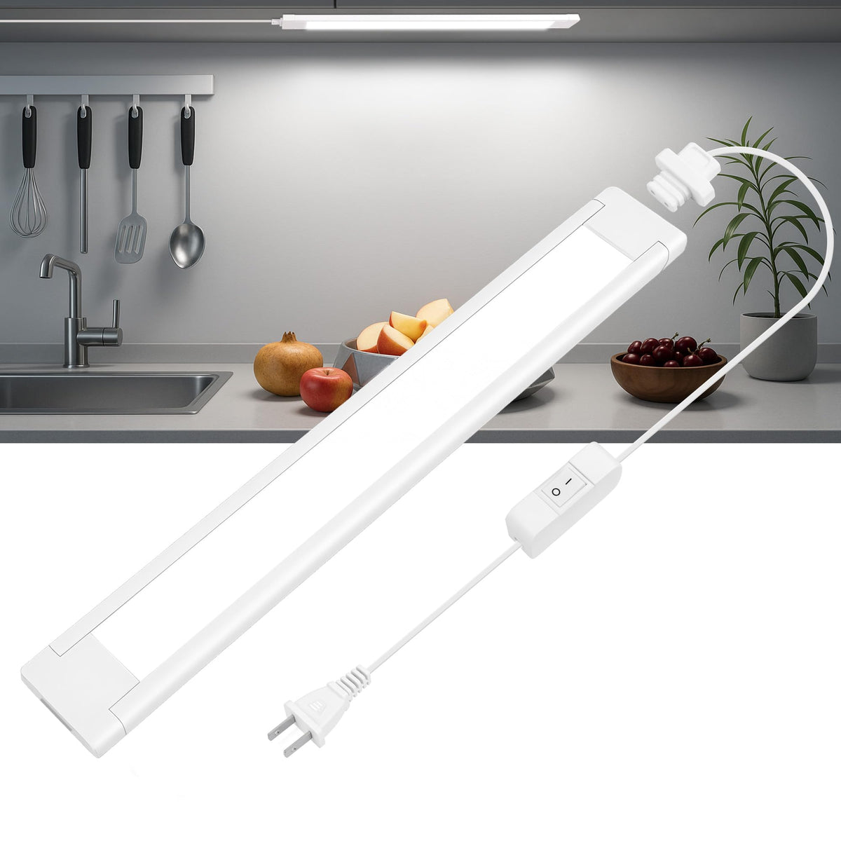 Maylit under-cabinet lighting 14 inch linkable front view for bright, even kitchen illumination