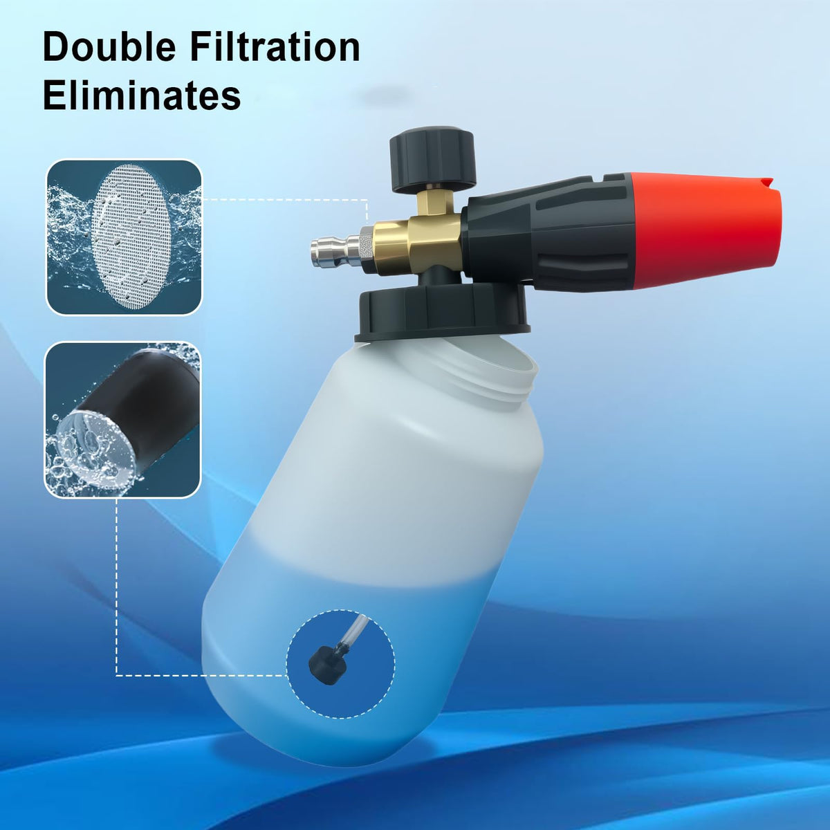 Maymalze foam density dial on foam cannon for thick or thin foam.