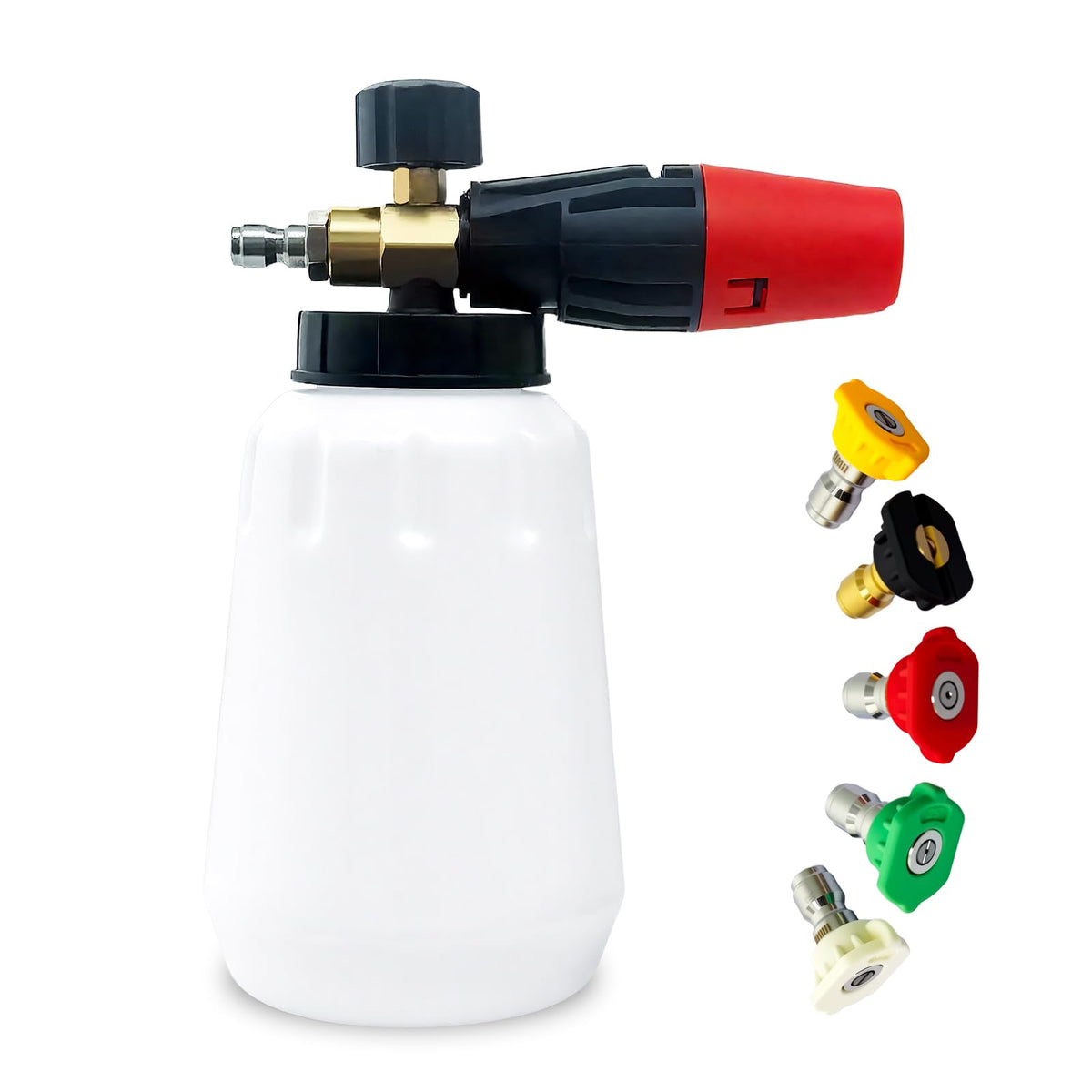 Maymalze foam cannon with quarter-inch quick connect for efficient pressure washing.