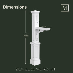 Mayne Newport Plus mailbox arm attached to the post demonstrates sturdy, weight-ready design.
