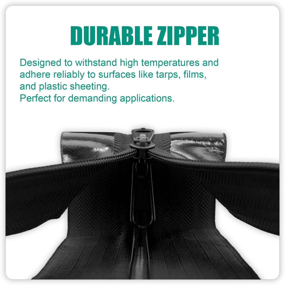 Mayoken construction site zipper demonstrates weather resistance and strong adhesion.