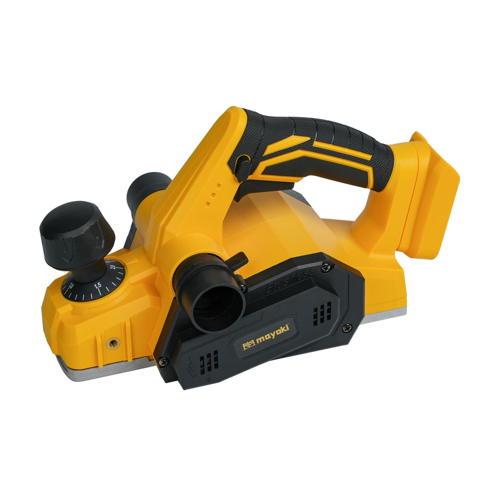Mayoki 16000rpm cordless planer front view showing compact design for easy handling