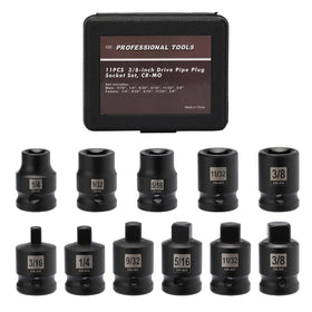 Mayouko 11-piece 3/8in drive SAE sockets set for versatile pipe plug work