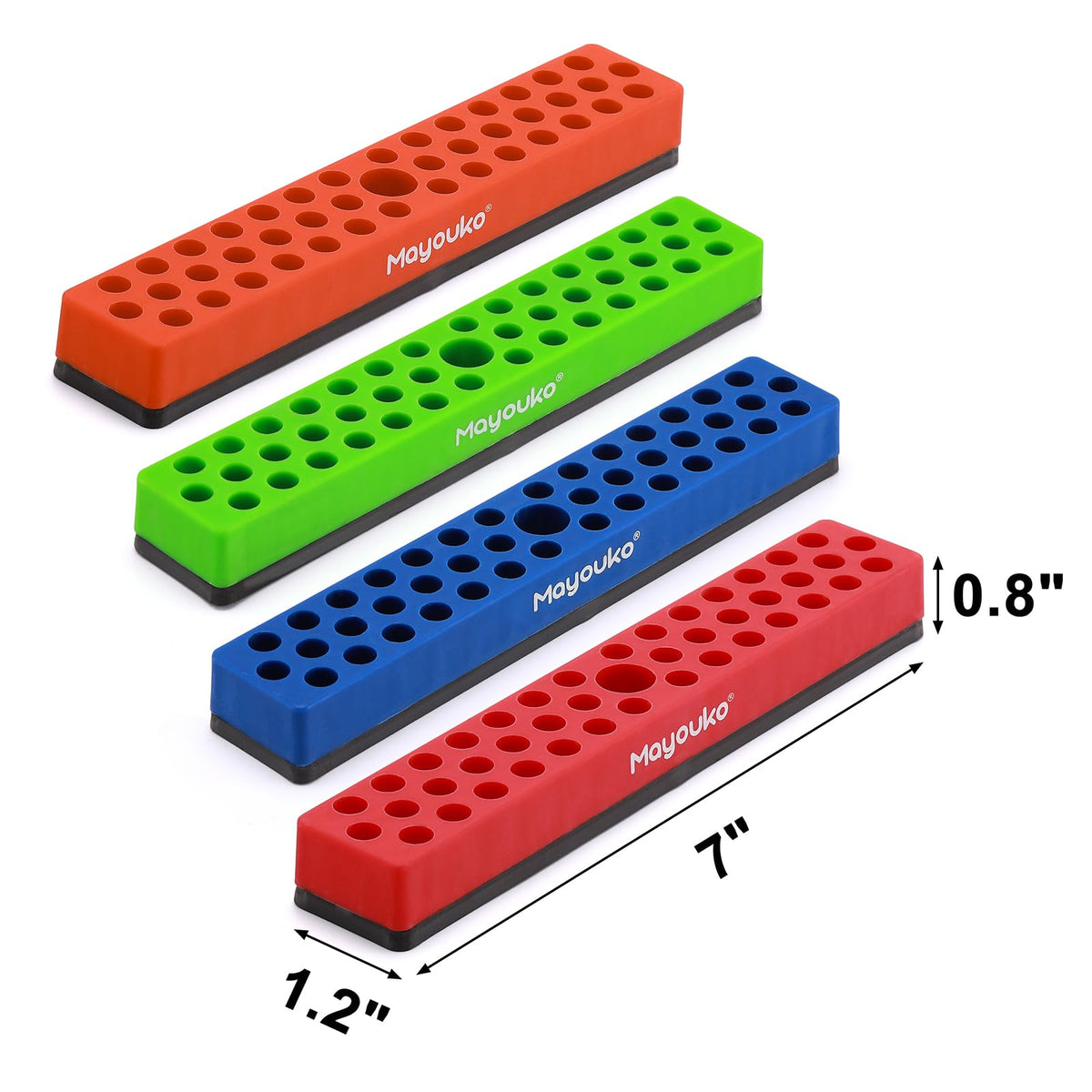 Mayouko 172-hole bit organizer neatly displays drill bits and adapters.