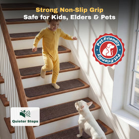 MBIGM nonslip stair tread on-stairs installation demonstrates simple DIY fit.