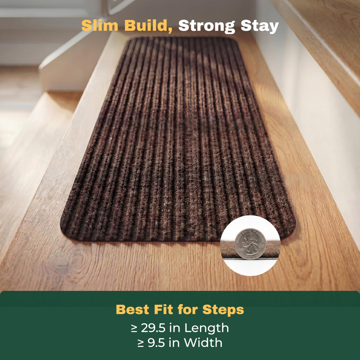 MBIGM nonslip stair tread stain-resistant fabric construction offers durable use.