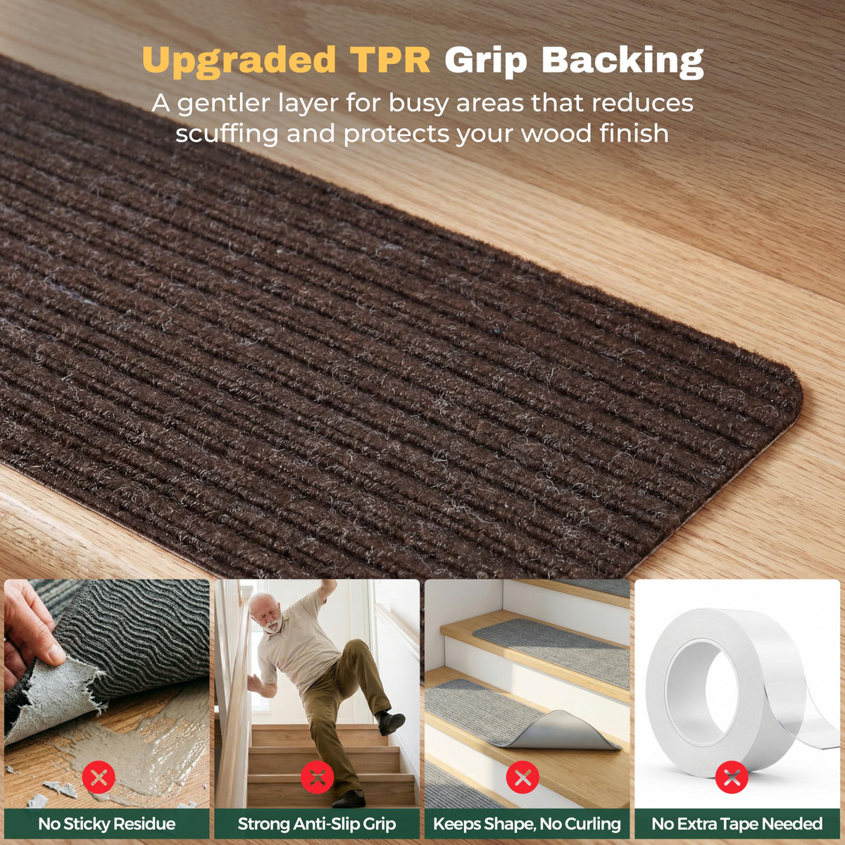 MBIGM nonslip stair tread washing cleaning shows stain-resistant easy maintenance.