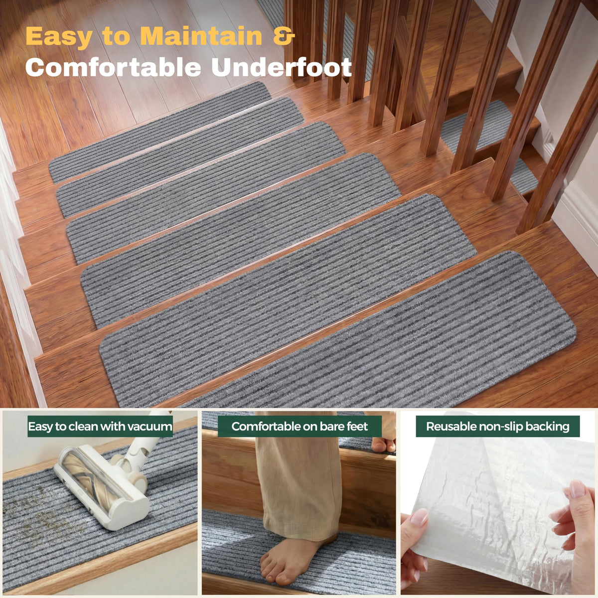 15-piece MBIGM set covers multiple indoor stairs efficiently.