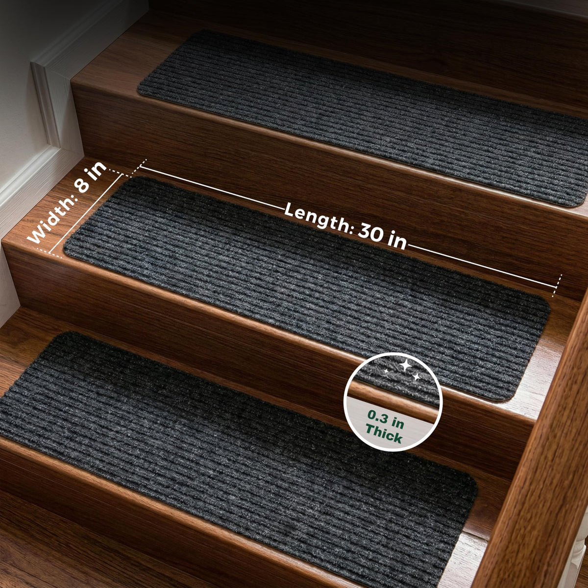 MBIGM 15-pack stair treads for easy coverage and family safety on multiple stairs.