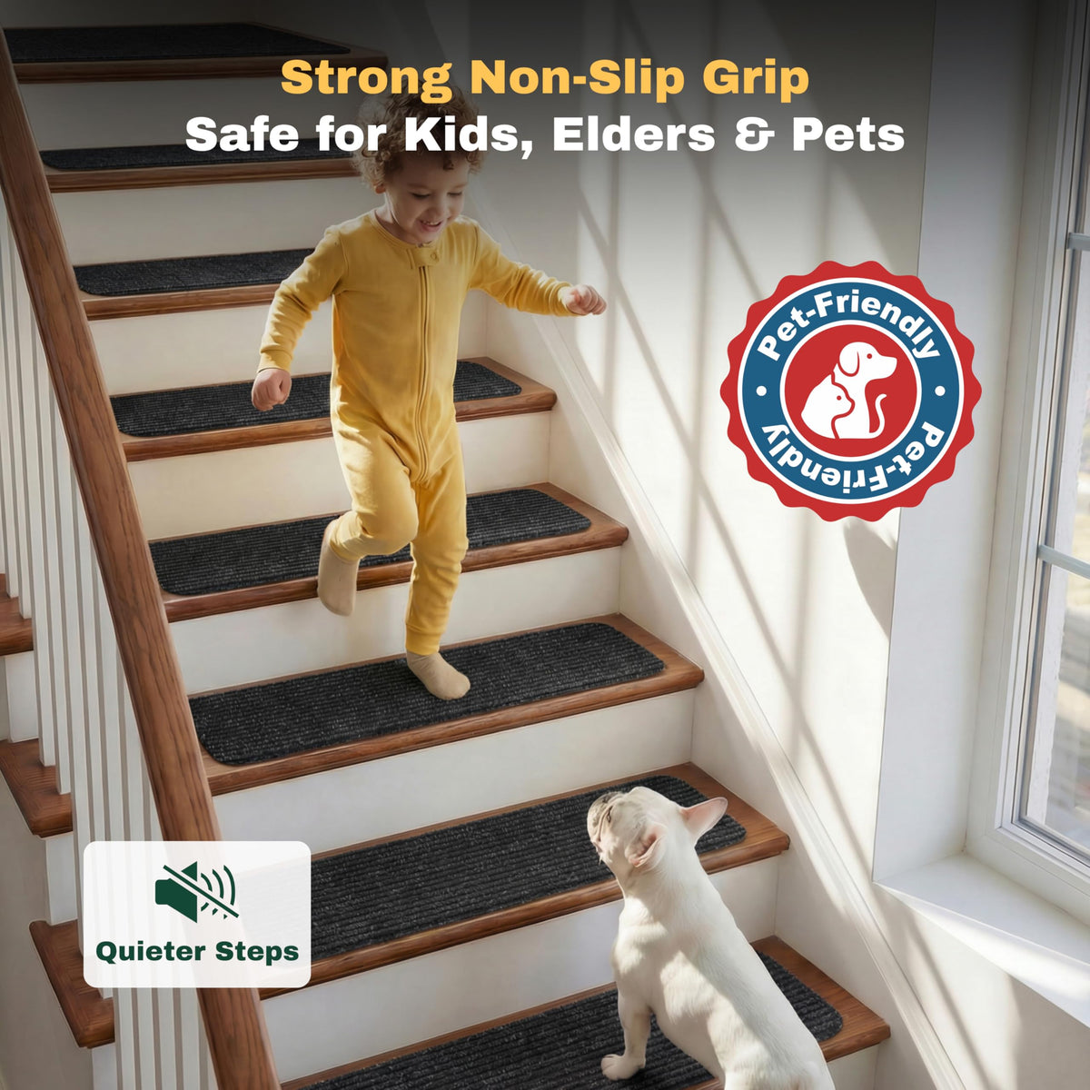 MBIGM non-slip treads with non-glue bottom remove cleanly without residue.