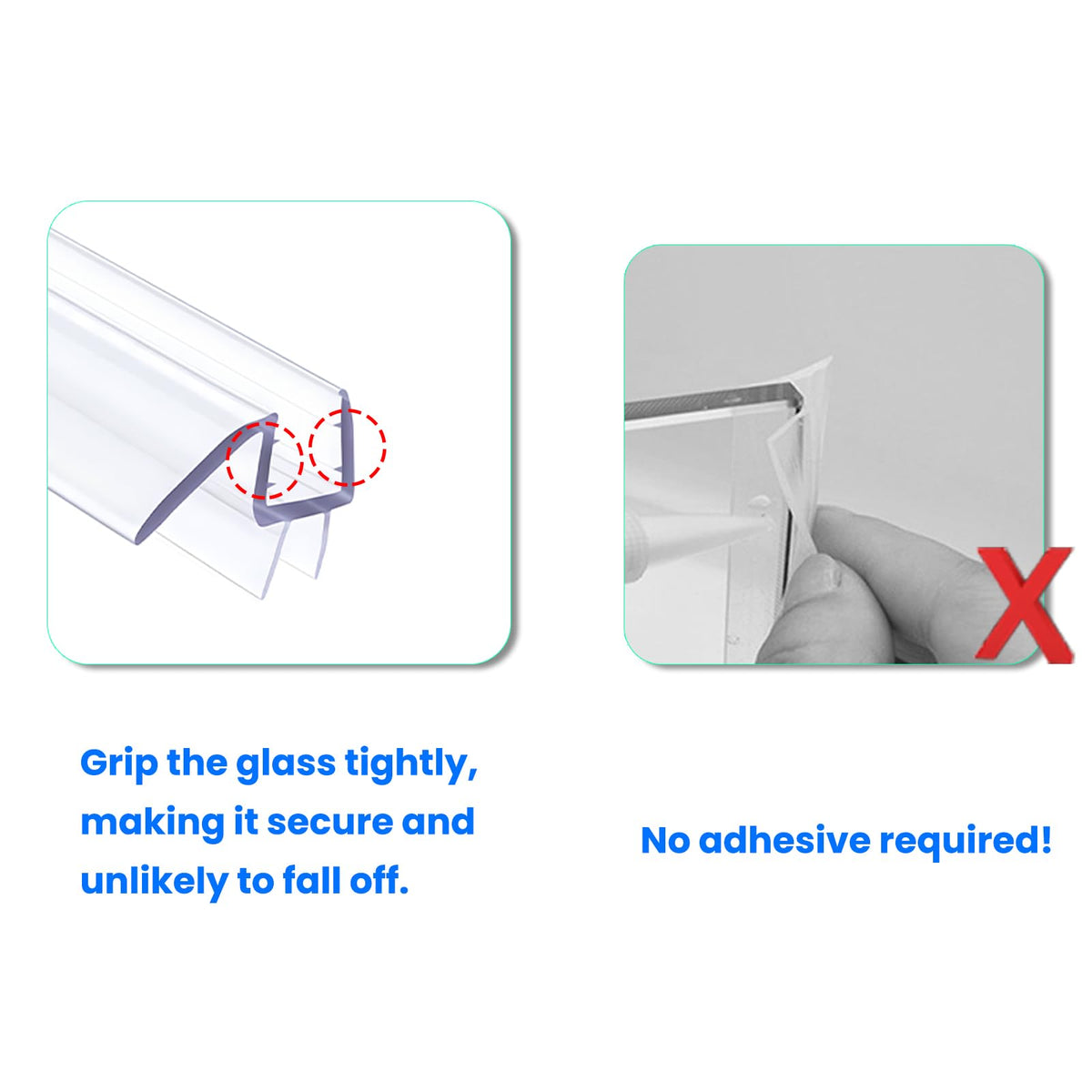 MCOCOD single-pack seal fits 1/2-inch glass shower doors.