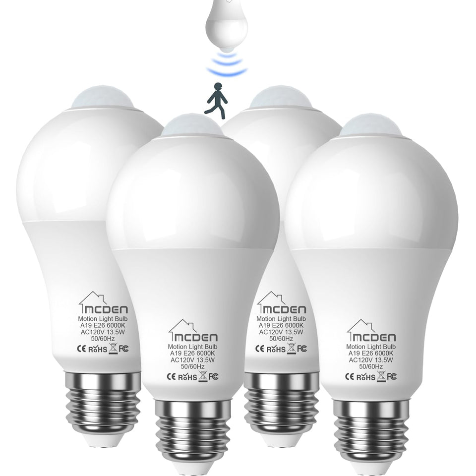 McDen motion sensor light bulb pack enables easy indoor security lighting.
