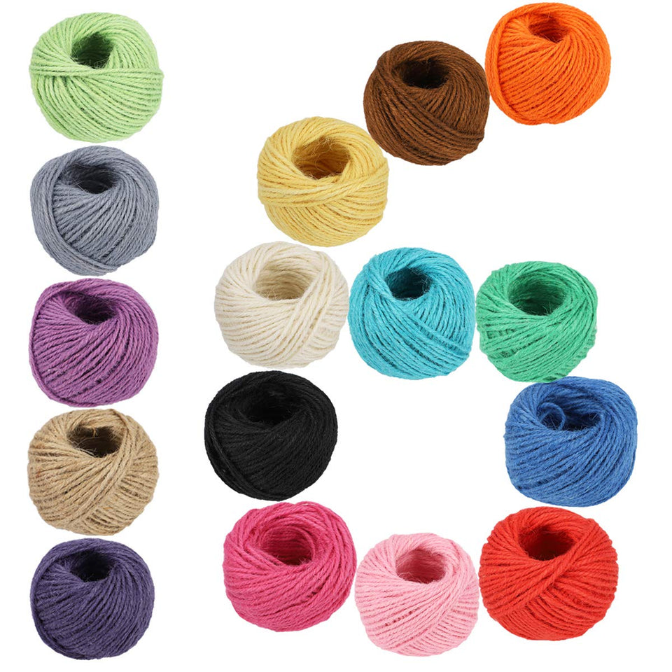 McFanBe jute twine 16-roll pack, ideal for gift wrapping and crafts.
