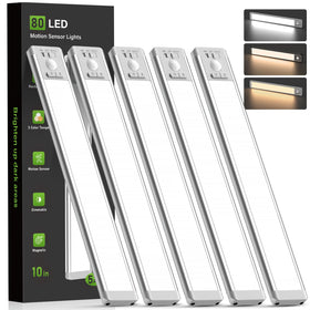 MCGOR 5-pack under-cabinet lights mounted under cabinets for convenient illumination.