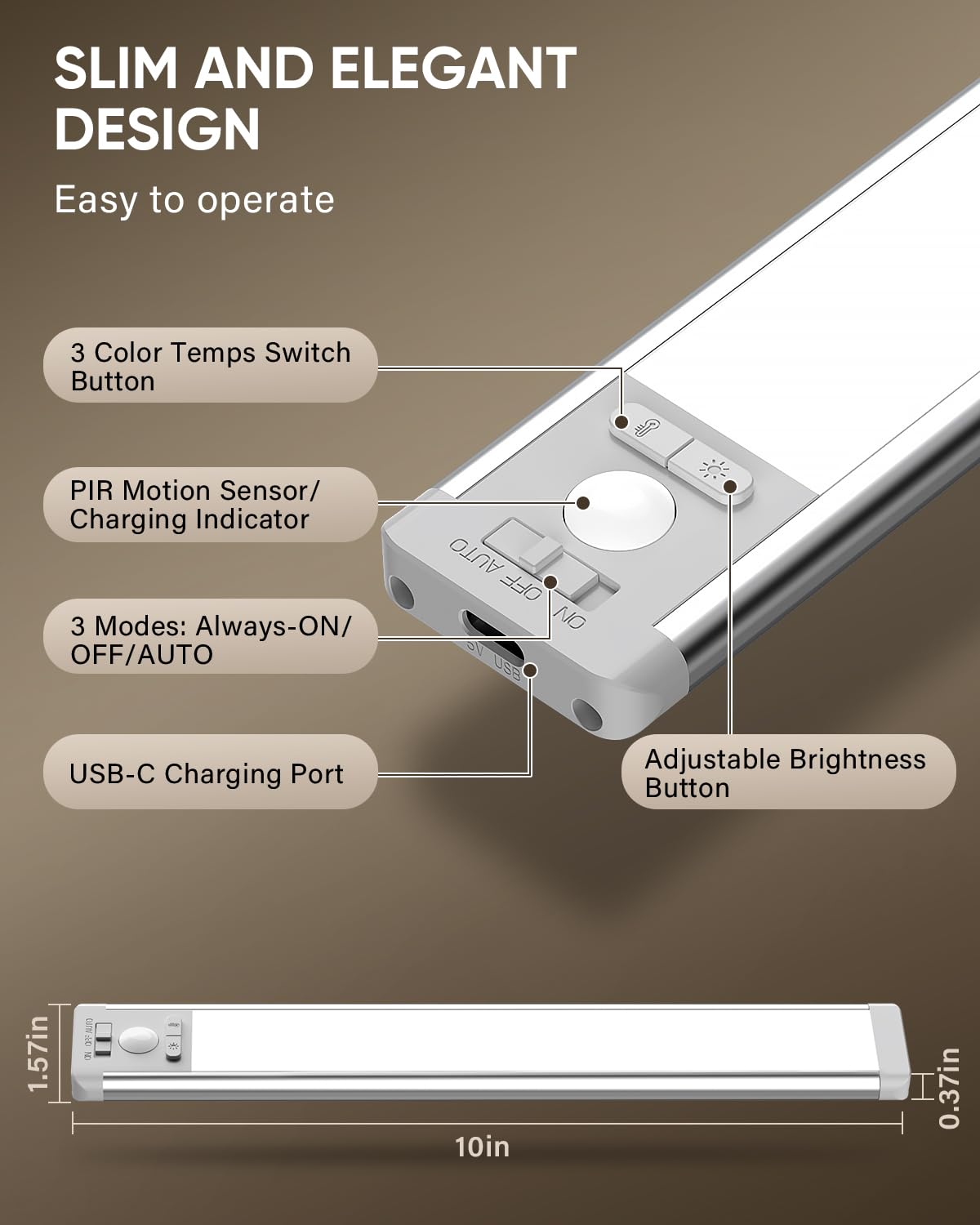 MCGOR PIR motion sensor detects movement up to 10 feet for hands-free lighting.