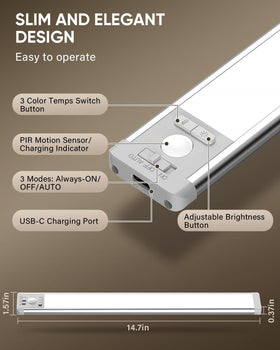 MCGOR rechargeable 2500mAh battery charged via USB-C for long life