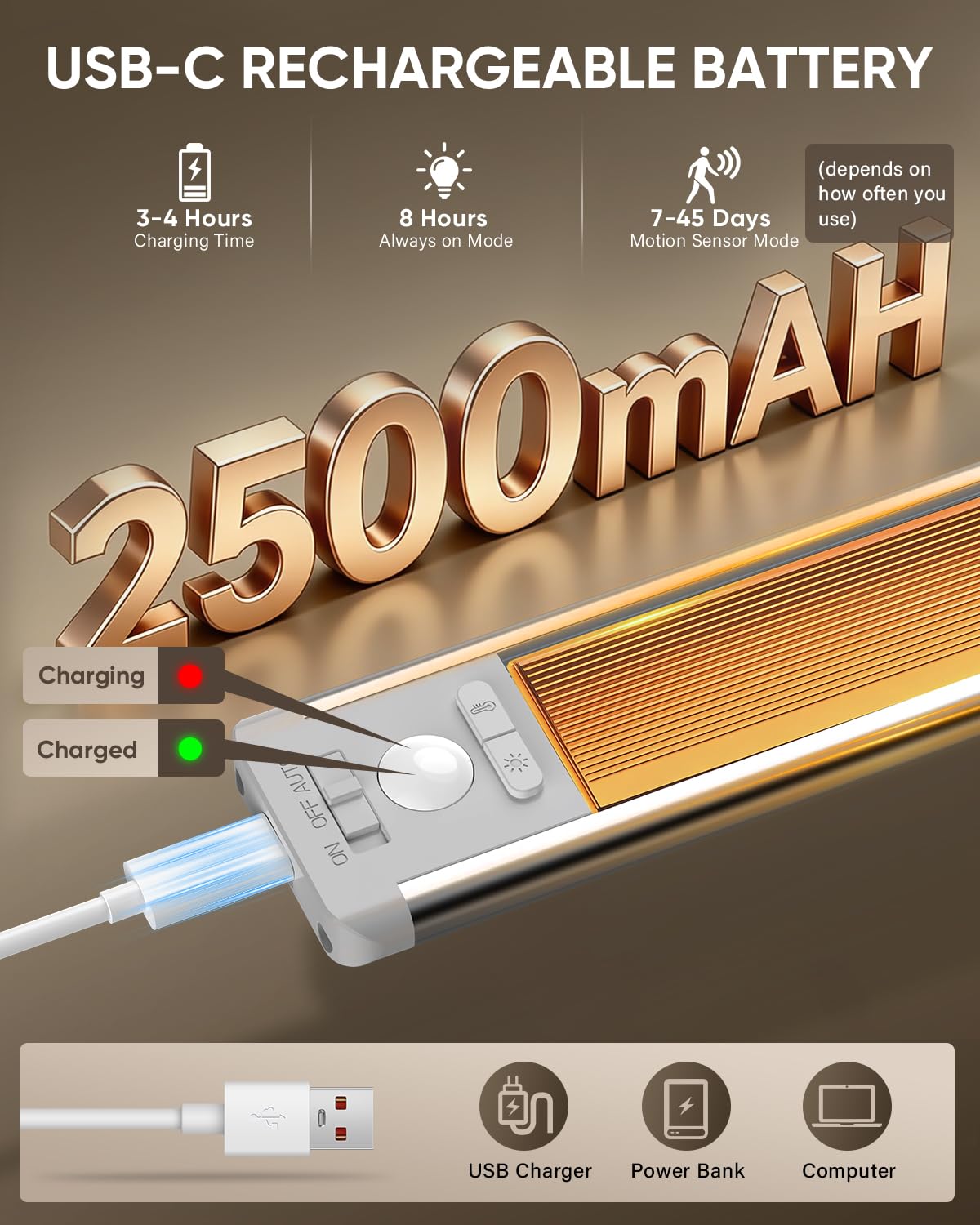 MCGOR wireless under-counter lights brighten kitchens, stairs, and pantries.