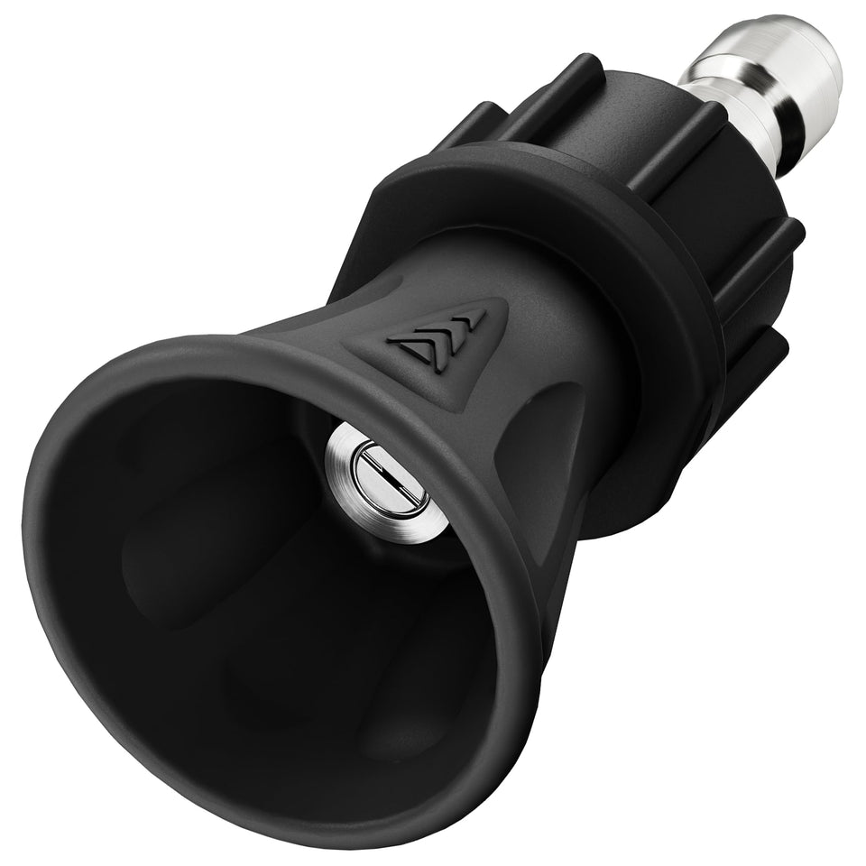 McKillans 40° nozzle front view with rubberized protection for scratch-free rinsing