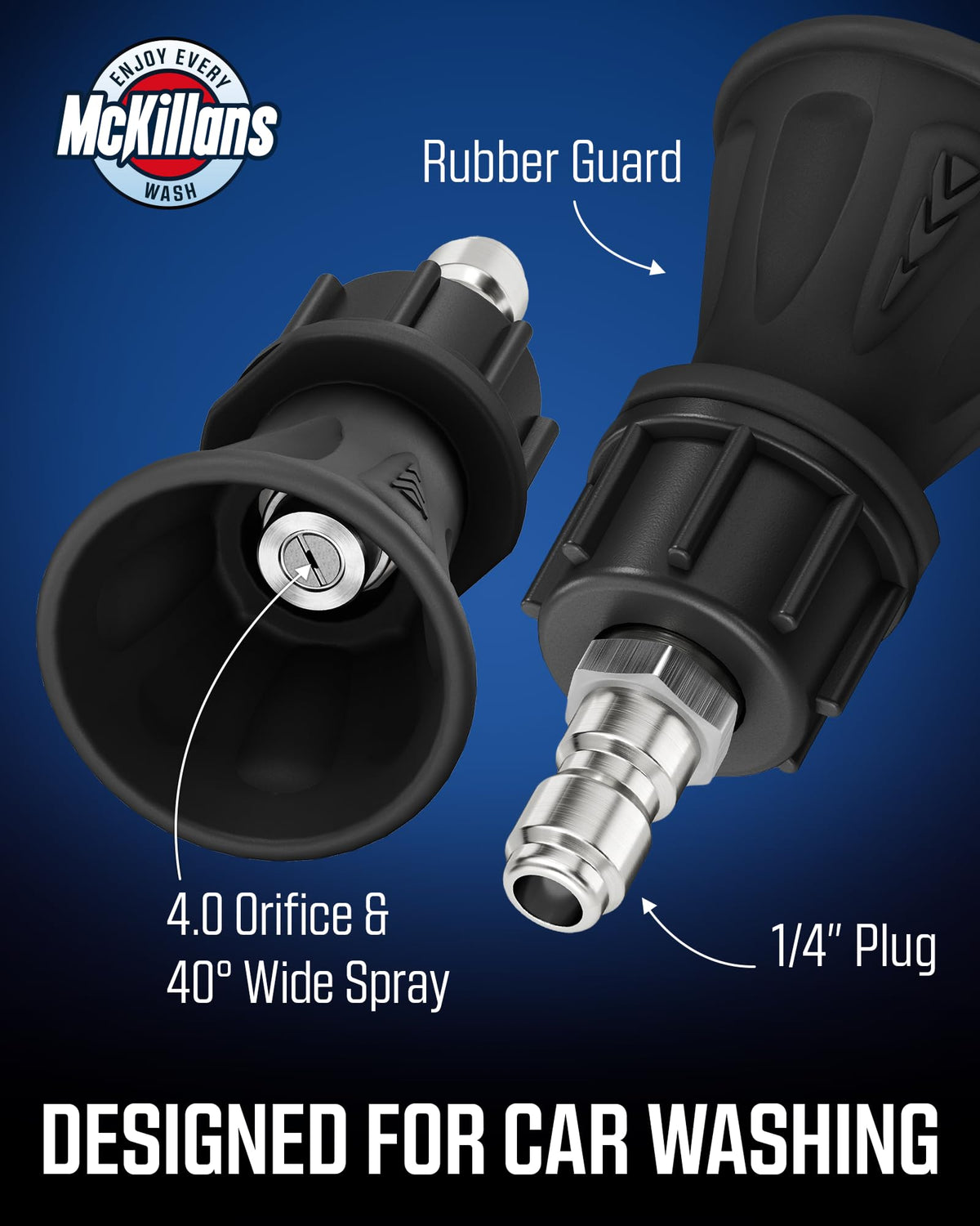 McKillans 40-degree spray pattern ideal for car washing tasks