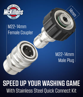 McKillans M22-14mm female coupler enabling quick hose attachment