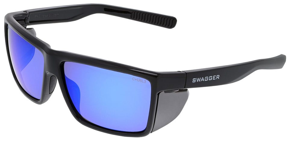 MCR Safety Swagger SR2 SR218BZ with blue diamond mirror polarized lenses for glare reduction