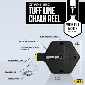 M-D Building Products 00805 chalk reel retracting action enables quick line resets