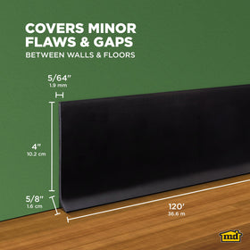M-D Building Products wall base close-up shows flexible, crack-resistant vinyl with long-lasting surface.