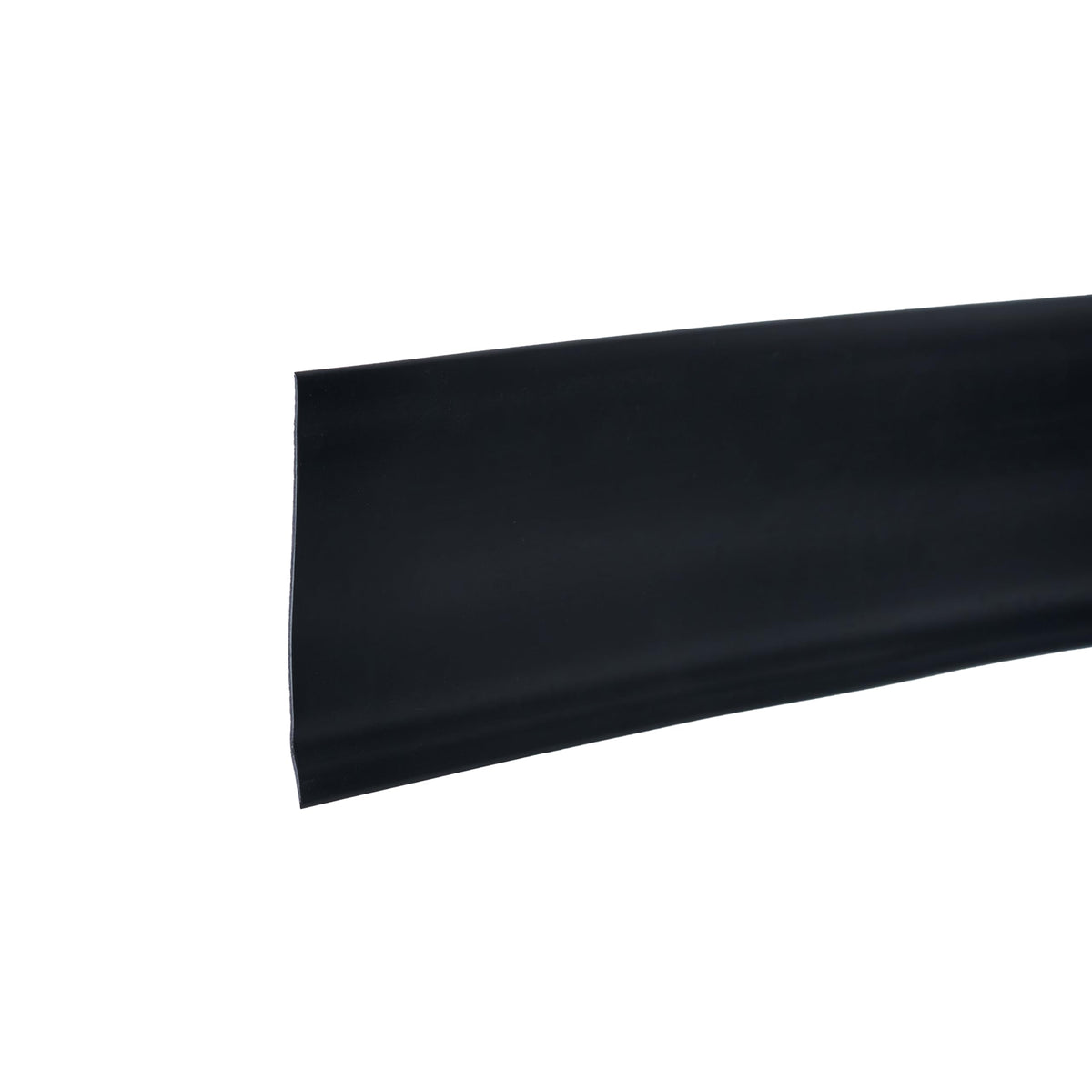 M-D Building Products 4in vinyl wall base in black front view, durable and easy to clean.
