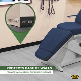 M-D Building Products wall base edge with toe design for seamless transitions.